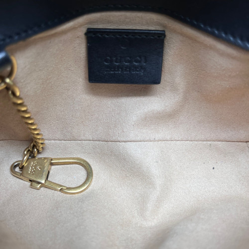 Gucci Chevron Super Mini GG Marmont Calfskin Black Gucci Chevron Super Mini GG Marmont Calfskin Black