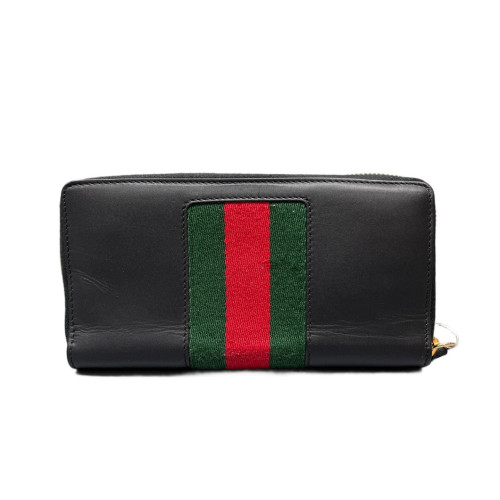 Gucci Web Continental Wallet Calfskin Black