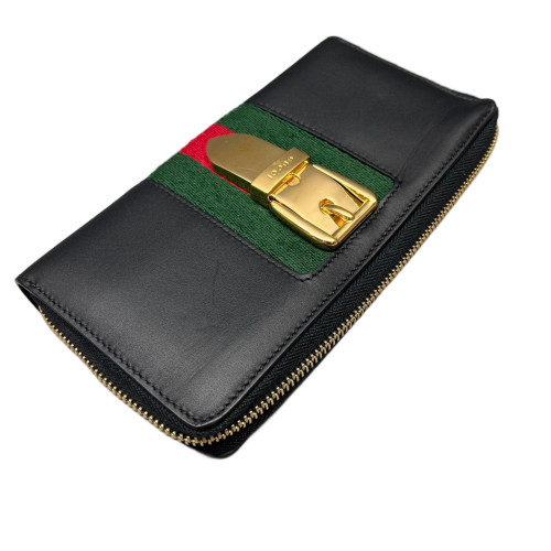 Gucci Web Continental Wallet Calfskin Black