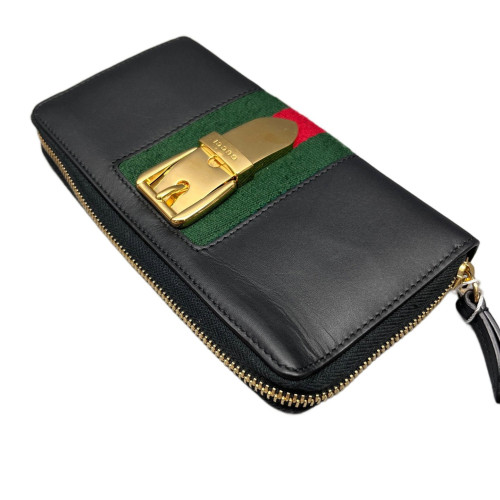 Gucci Web Continental Wallet Calfskin Black