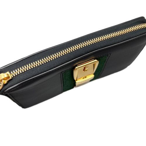 Gucci Web Continental Wallet Calfskin Black
