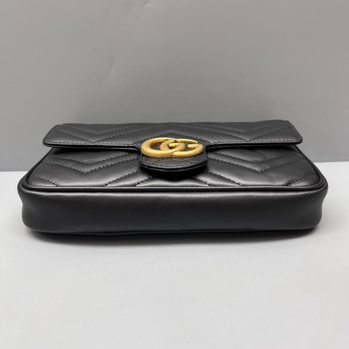 Gucci Mini GG Marmont Chain Wallet Calfskin Black White