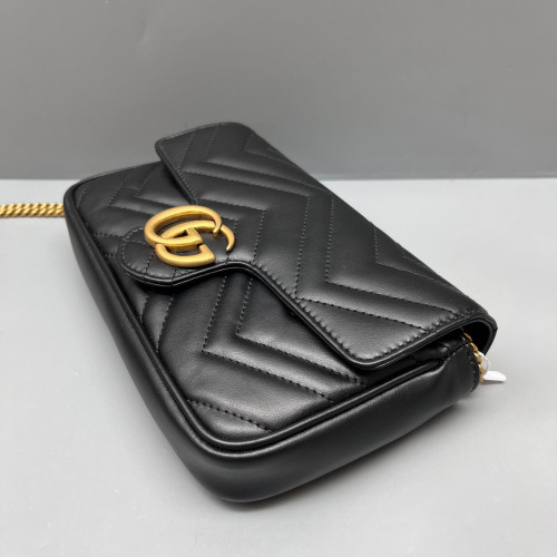 Gucci Mini GG Marmont Chain Wallet Calfskin Black White