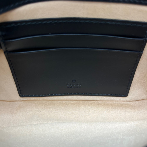 Gucci Mini GG Marmont Chain Wallet Calfskin Black White