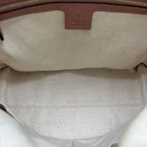 Gucci Tote Bag Canvas Calfskin Beige Brown Pink