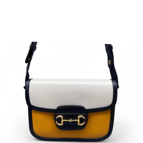 Gucci Small Horsebit 1955 Calfskin White Yellow Black Gucci Small Horsebit 1955 Calfskin White Yellow Black