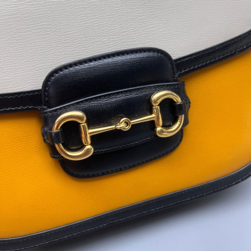 Gucci Small Horsebit 1955 Calfskin White Yellow Black Gucci Small Horsebit 1955 Calfskin White Yellow Black