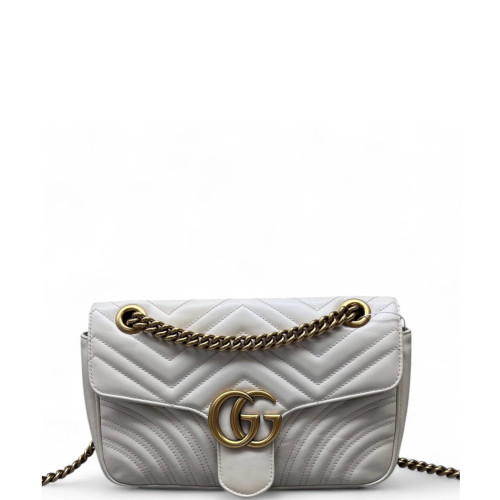 Gucci Chevron Small GG Marmont Calfskin White Gucci Chevron Small GG Marmont Calfskin White