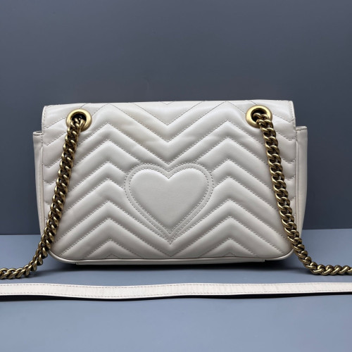 Gucci Chevron Small GG Marmont Calfskin White Gucci Chevron Small GG Marmont Calfskin White