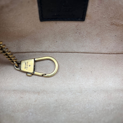 Gucci Chevron GG Marmont Chain Flap Mini Bag Calfskin Black