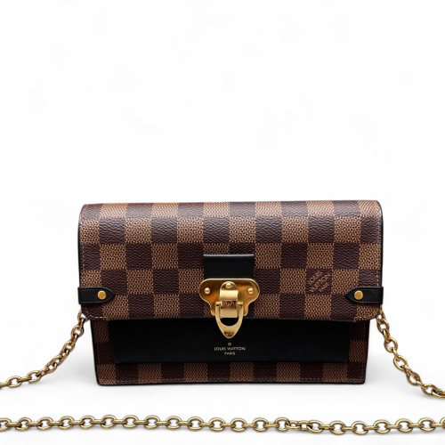 Louis Vuitton Vavin Chain Wallet Damier Ebene Brown