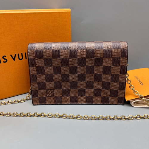 Louis Vuitton Vavin Chain Wallet Damier Ebene Brown