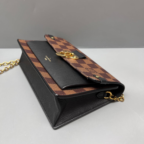 Louis Vuitton Vavin Chain Wallet Damier Ebene Brown
