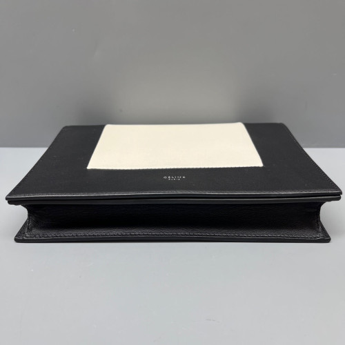 Celine Frame Evening Clutch On Chain Calfskin Black White