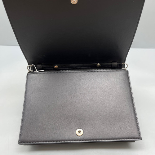 Celine Frame Evening Clutch On Chain Calfskin Black White