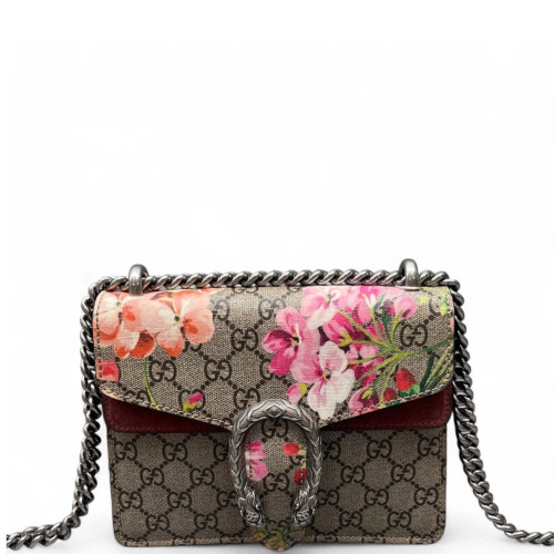 Gucci Flora Mini Dionysus GG Supreme Monogram Beige Pink Green