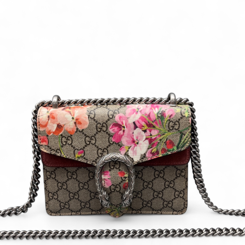 Gucci Flora Mini Dionysus GG Supreme Monogram Beige Pink Green