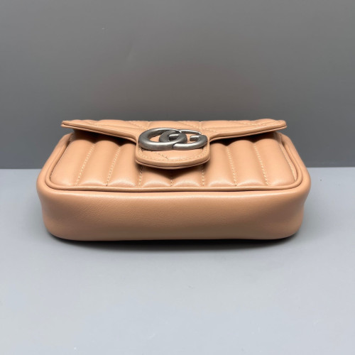 Gucci Diamante Super Mini GG Marmont Calfskin Natural Tan