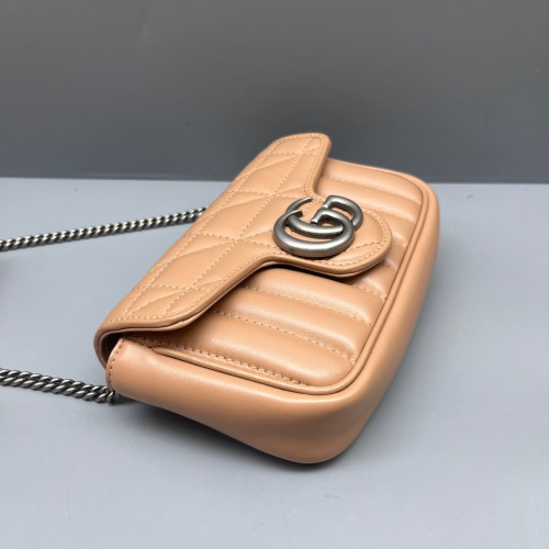 Gucci Diamante Super Mini GG Marmont Calfskin Natural Tan