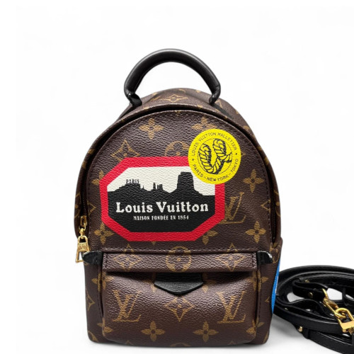 Louis Vuitton Palm Springs Backpack Mini Monogram Brown Black Red