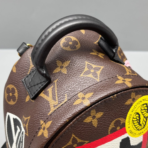 Louis Vuitton Palm Springs Backpack Mini Monogram Brown Black Red