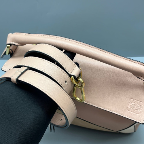 Loewe Small Puzzle Suede Calfskin Pink Beige
