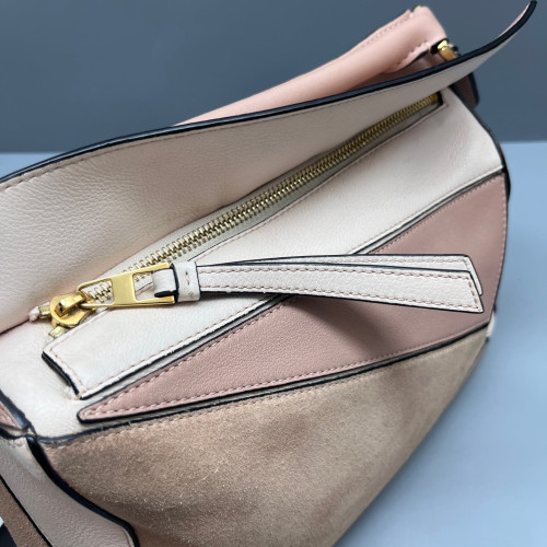 Loewe Small Puzzle Suede Calfskin Pink Beige