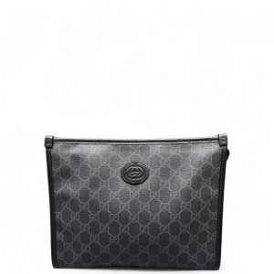 Gucci Clutch GG Supreme Monogram Black Grey