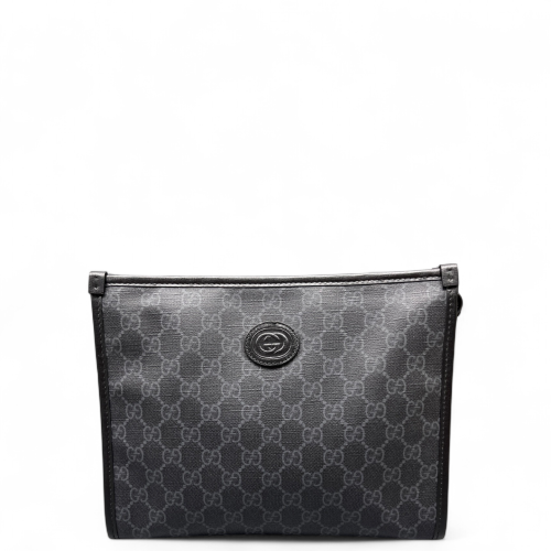 Gucci Clutch GG Supreme Monogram Black Grey