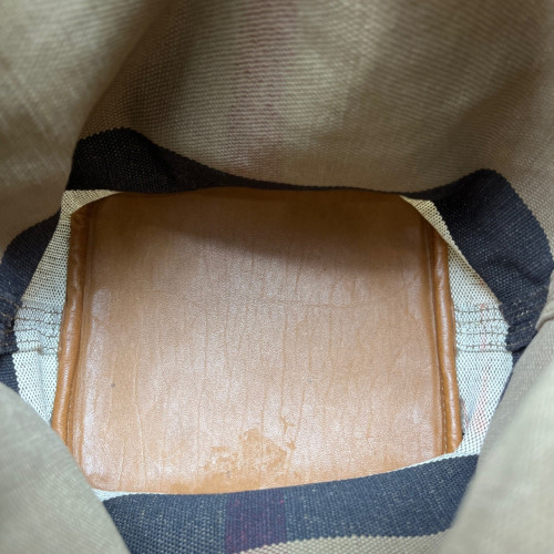 Burberry Bucket Canvas Calfskin Beige Brown Red