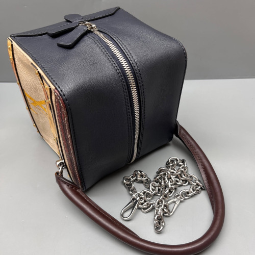 Louis Vuitton Square Bag Calfskin Beige Brown Black