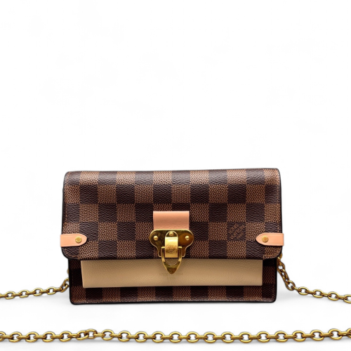 Louis Vuitton Vavin Chain Wallet Damier Ebene Brown