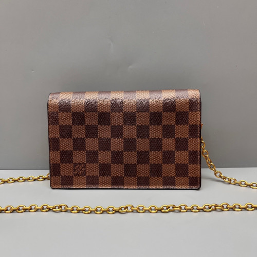 Louis Vuitton Vavin Chain Wallet Damier Ebene Brown