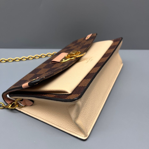 Louis Vuitton Vavin Chain Wallet Damier Ebene Brown