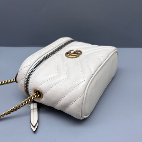 Gucci Chevron Mini Top Handle Vanity Case Calfskin White