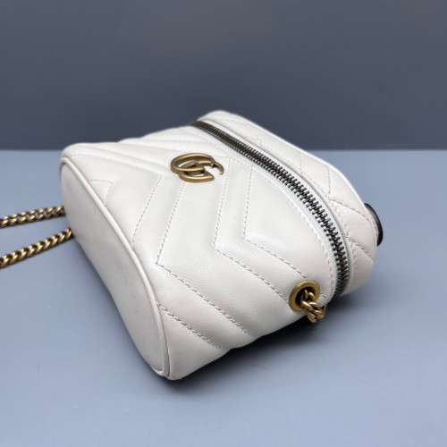 Gucci Chevron Mini Top Handle Vanity Case Calfskin White