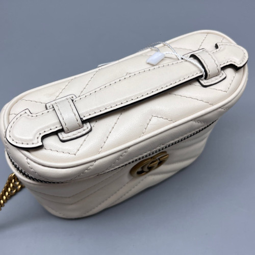 Gucci Chevron Mini Top Handle Vanity Case Calfskin White