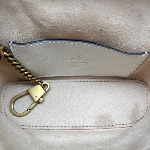 Gucci Chevron Mini Top Handle Vanity Case Calfskin White