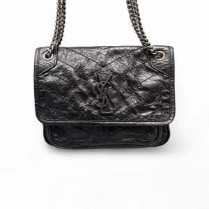 Yves Saint Laurent Baby Niki Messenger Calfskin Black