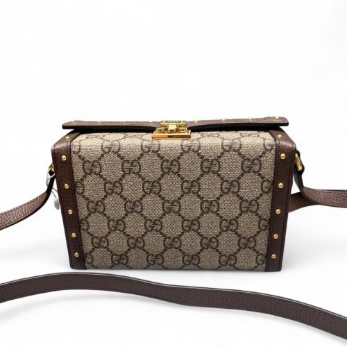 Gucci Studded Box Bag GG Supreme Monogram Beige Brown