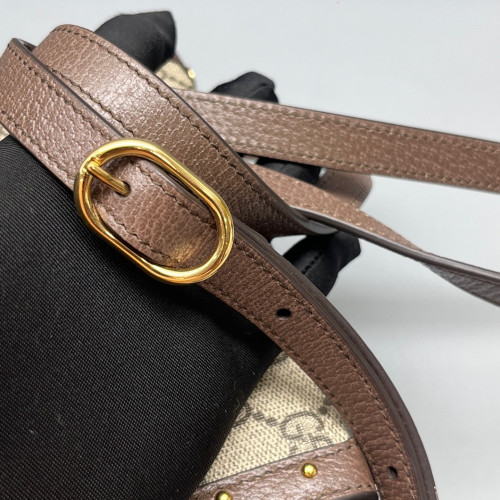 Gucci Studded Box Bag GG Supreme Monogram Beige Brown