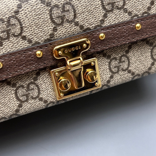 Gucci Studded Box Bag GG Supreme Monogram Beige Brown