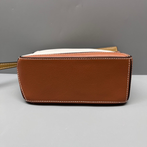 Loewe Mini Puzzle Calfskin White Brown Tan