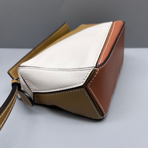 Loewe Mini Puzzle Calfskin White Brown Tan