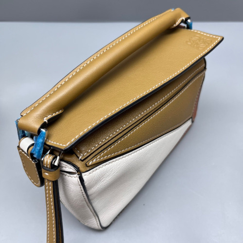 Loewe Mini Puzzle Calfskin White Brown Tan