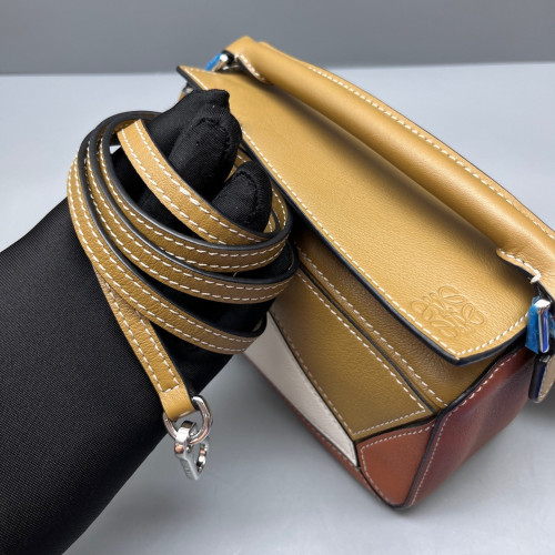 Loewe Mini Puzzle Calfskin White Brown Tan
