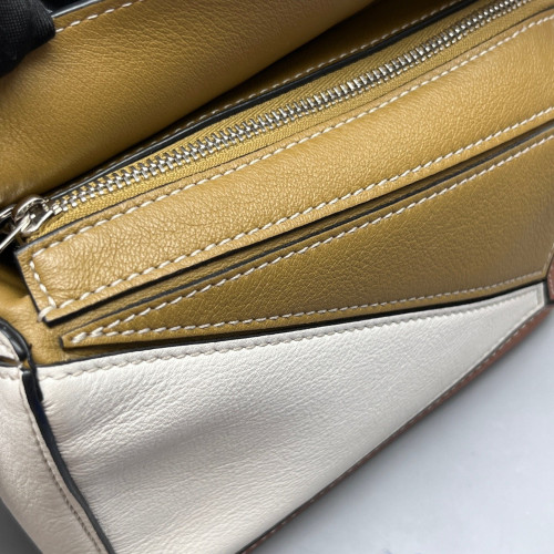 Loewe Mini Puzzle Calfskin White Brown Tan