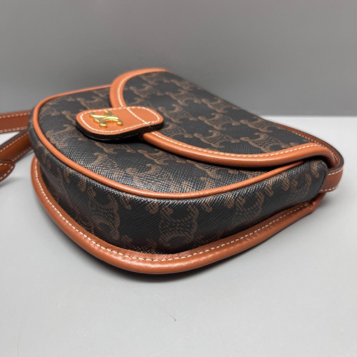 Celine Small Folco Bag Triomphe Black Brown Celine Small Folco Bag Triomphe Black Brown