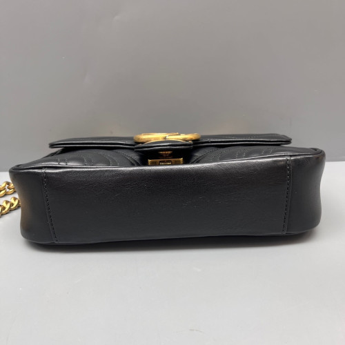 Gucci Chevron Mini GG Marmont Chain Wallet Calfskin Black Gucci Chevron Mini GG Marmont Chain Wallet Calfskin Black