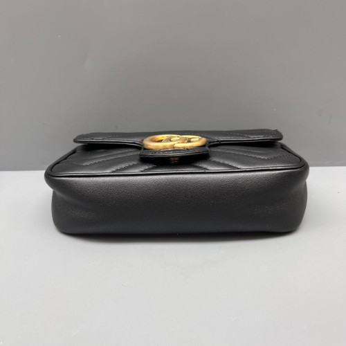 Gucci Chevron Super Mini GG Marmont Calfskin Black
